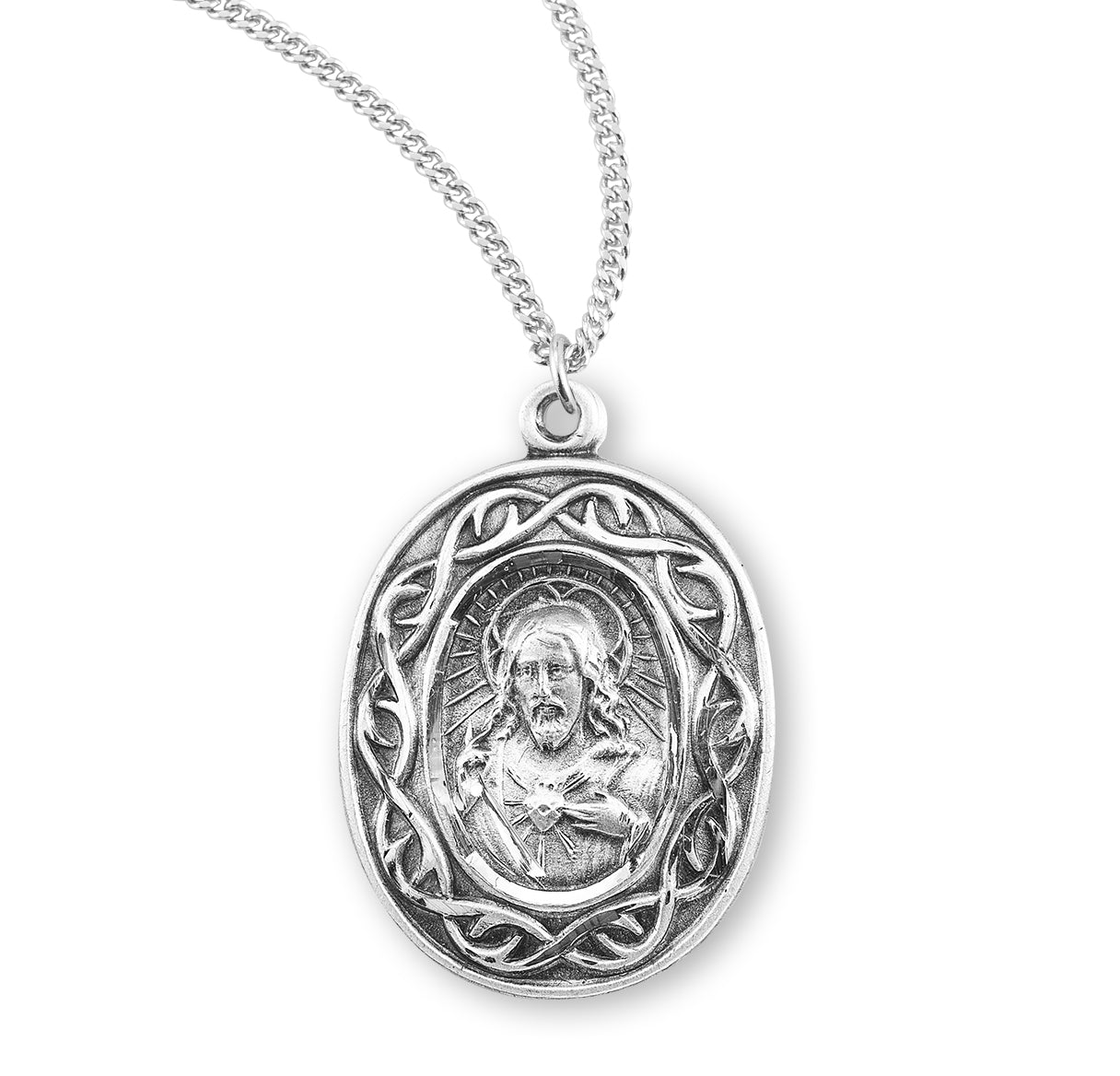 Sterling Silver Crown of Thorns Scapular Medal
