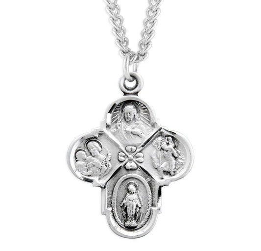 Sterling Silver 4-Way Medal 22" Chain