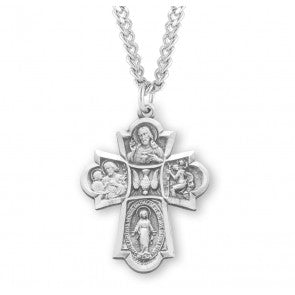 Sterling Silver 4-Way Medal 24" Chain