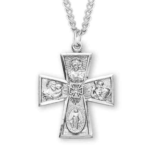 Sterling Silver 4-Way Medal 24" Chain