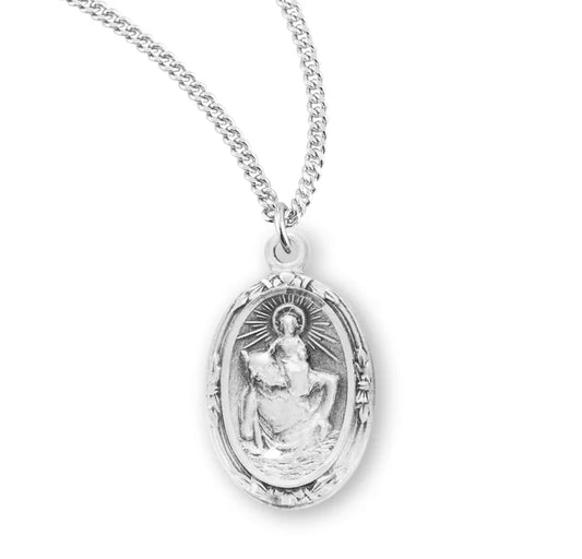 Sterling Silver Small Saint Christopher Medal 18" Chain
