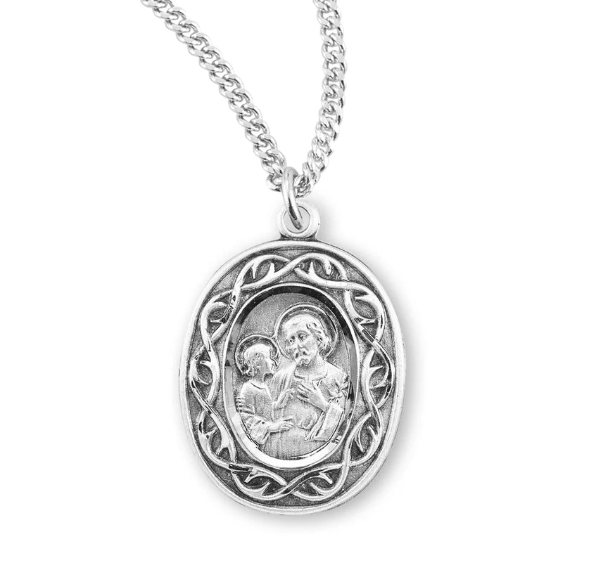 Sterling Silver Saint Joseph Medal 18" Chain