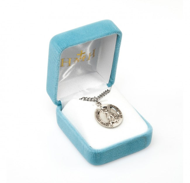 Sterling Silver St. Michael w/Guardian Angel Back 24" Chain