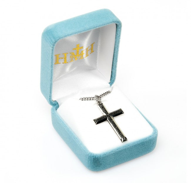 Sterling Silver Med Cross w/Raised Center Design 20" Chain