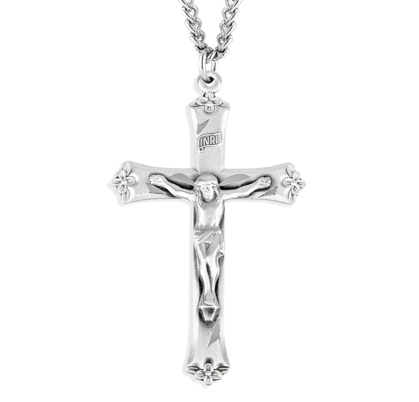 Sterling Silver Rosary Crucifix 24" Chain