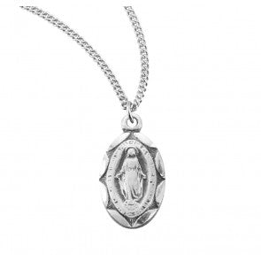 Sterling Silver Tiny Miraculous Medal 16" Chain