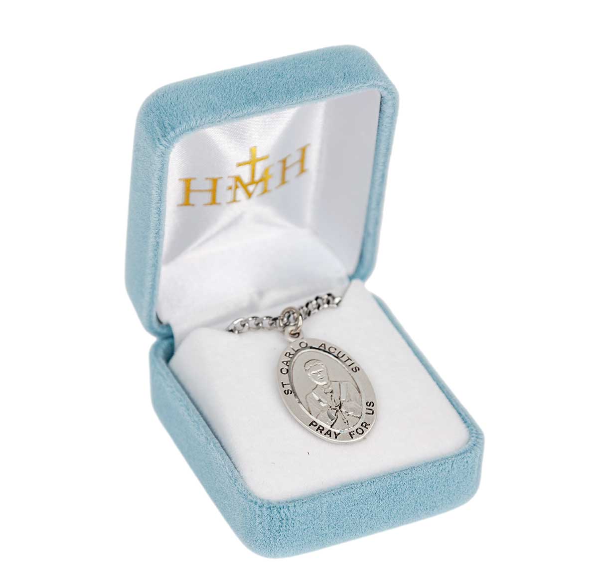 Sterling Silver Lg Oval St Carlo Acutis Medal-24"