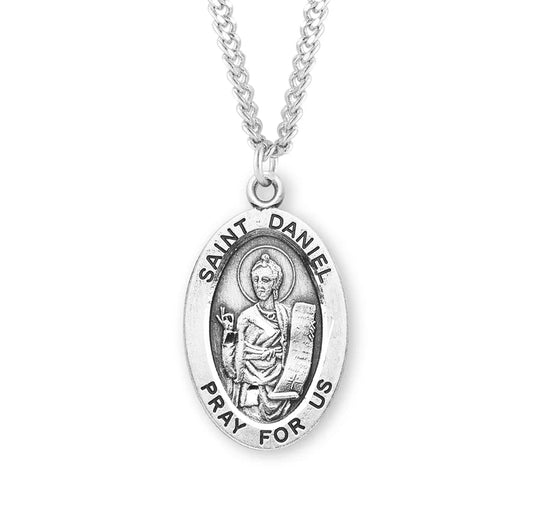 Sterling Silver Large Saint Daniel Medal 24" Chain