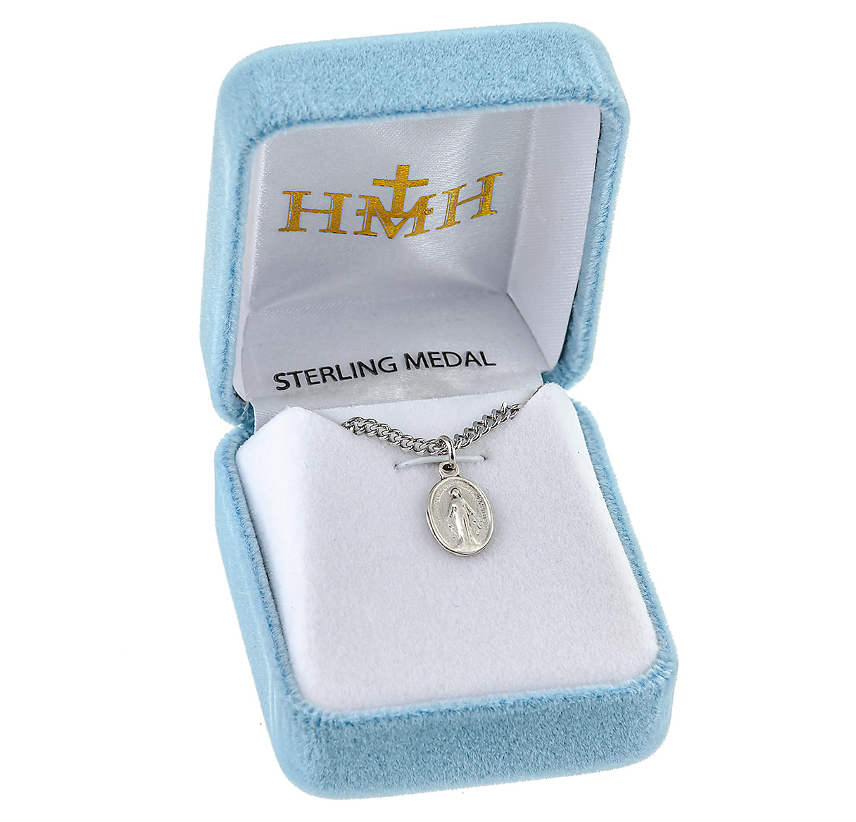 Sterling Silver Oval Miraculous Medal 13" Chain