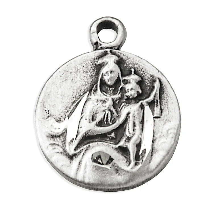 Sterling Silver Round Madonna and Child 16" Chain