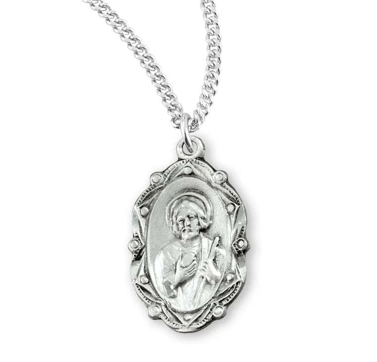 Sterling Silver Saint Jude Medal 18" Chain