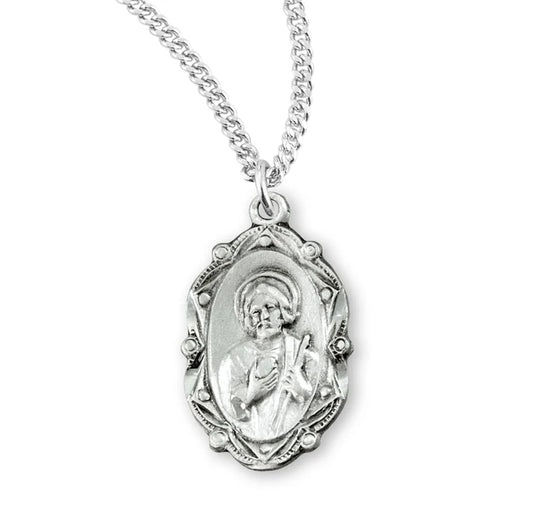 Sterling Silver Saint Jude Medal 18" Chain