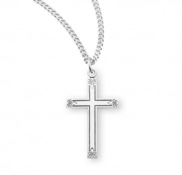 Sterling Silver Med Cross w/Flowered Tips 24"
