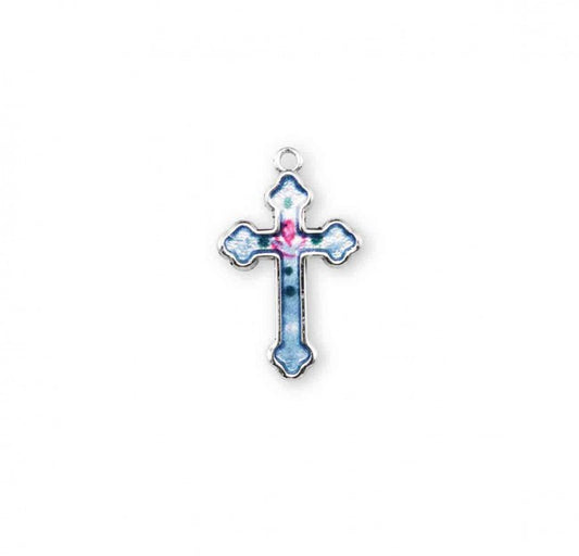 Sterling Silver Blue Enameled Cross