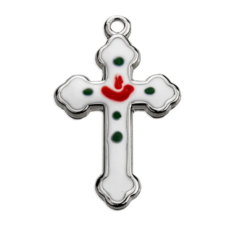 Sterling Silver with White Epoxy Flowers 18" Chain