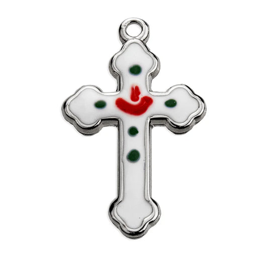 Sterling Silver with White Epoxy Flowers 18" Chain