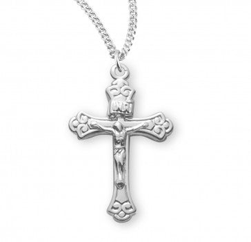 Sterling Silver Small Fancy Crucifix 18" Chain