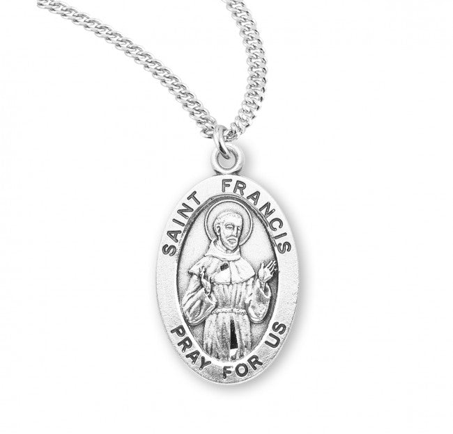 Patron Saint Francis Assisi Oval Sterling Silver Medal – St. George