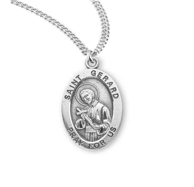 Sterling Silver Saint Gerard Medal 20" Chain