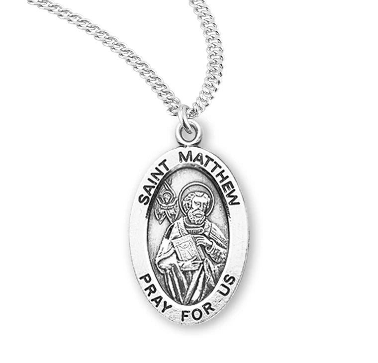 Sterling Silver Saint Matthew Medal 20" Chain