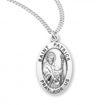 Sterling Silver Saint Patrick Medal 20" Chain