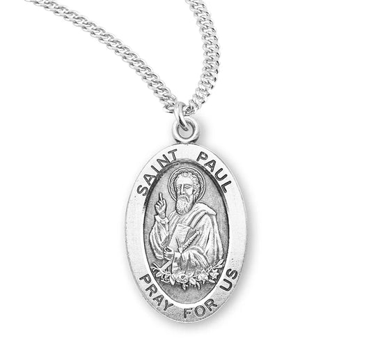 Sterling Silver Saint Paul Medal 20" Chain