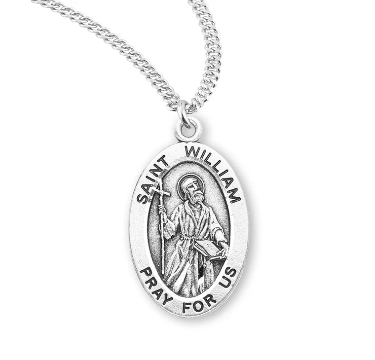 Sterling Silver Saint William Medal 20" Chain