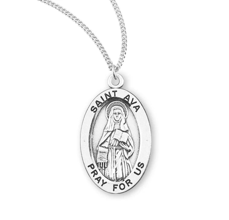 Sterling Silver Saint Ava Medal 20" Chain