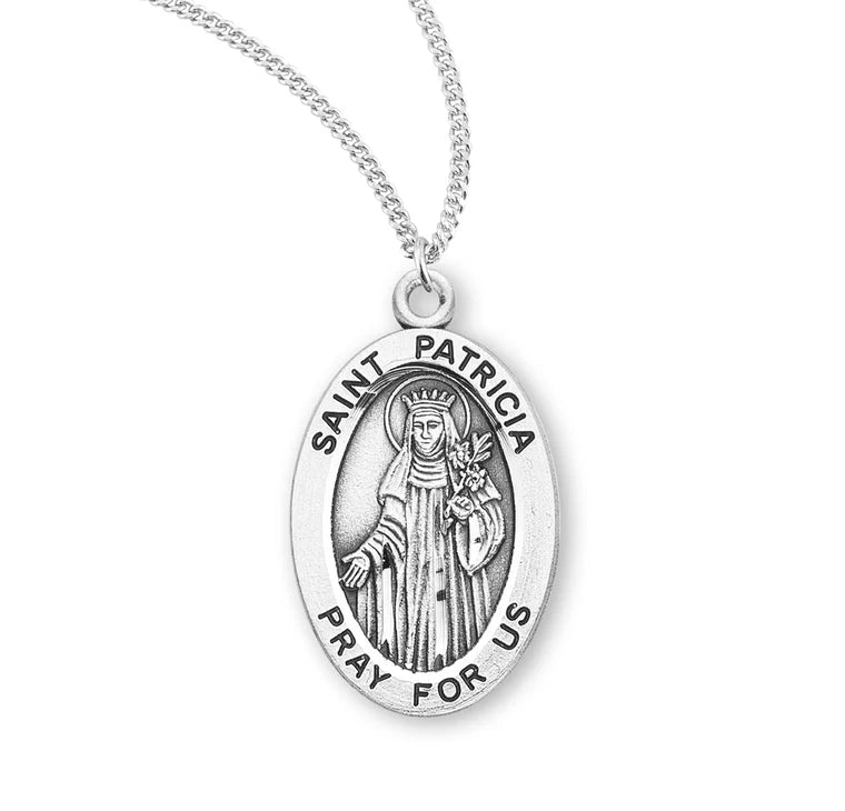 Sterling Silver Saint Patricia Medal 18" Chain