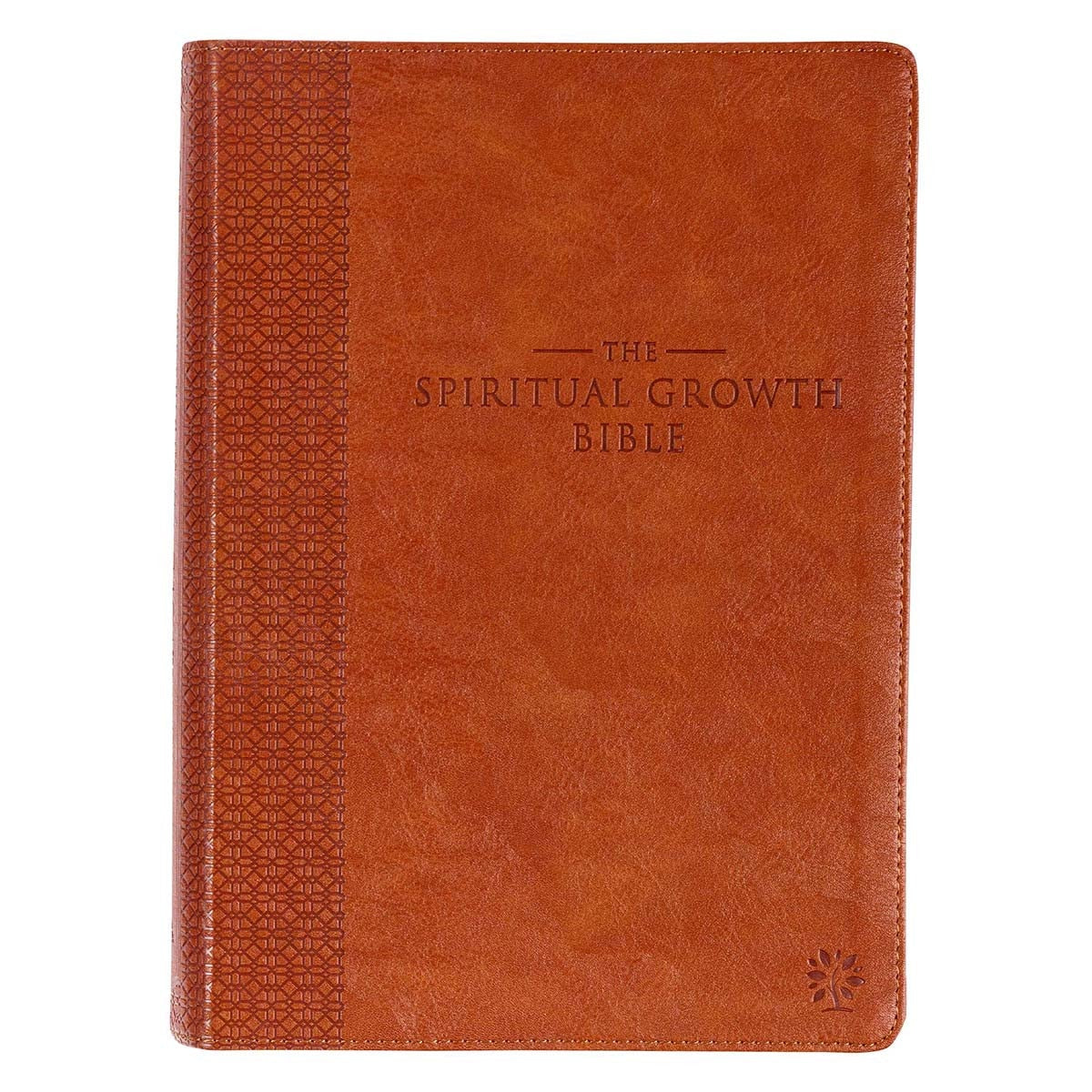 Saddle Tan Faux Leather Spiritual Growth Bible NLT