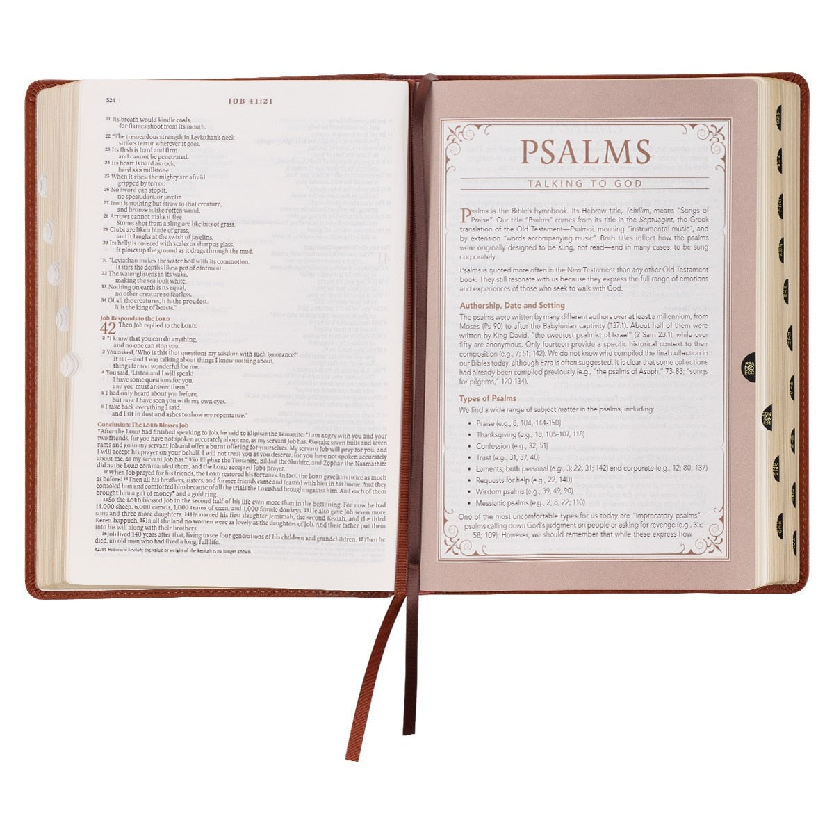 Saddle Tan Faux Leather Spiritual Growth Bible NLT