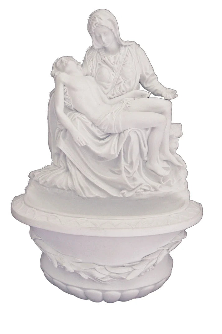 Pieta Holy Water Font in White 10"