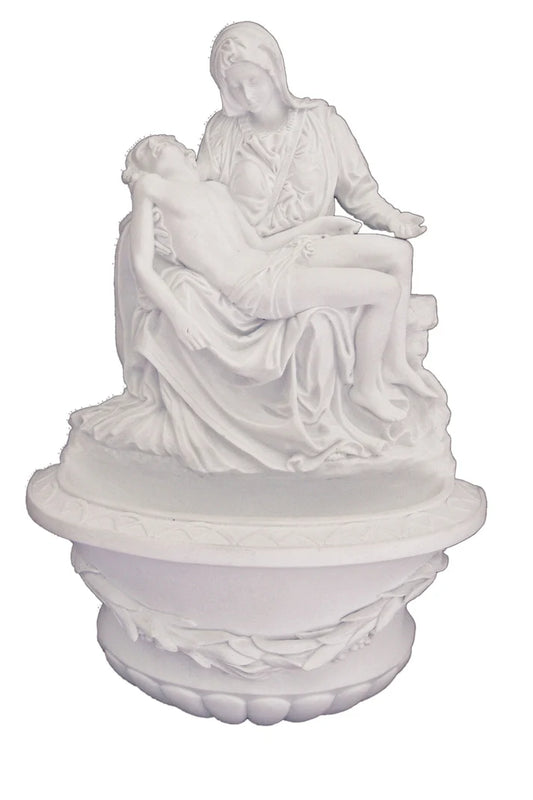 Pieta Holy Water Font in White 10"
