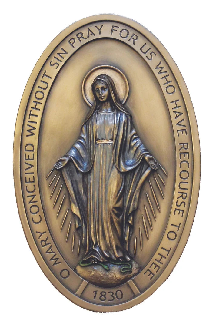 Miraculous Medal Plaque Cast Bronze 5x8"