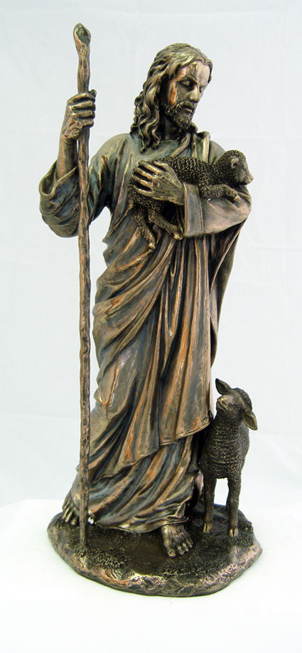 The Good Shepherd statue in cold cast bronze 11.5"