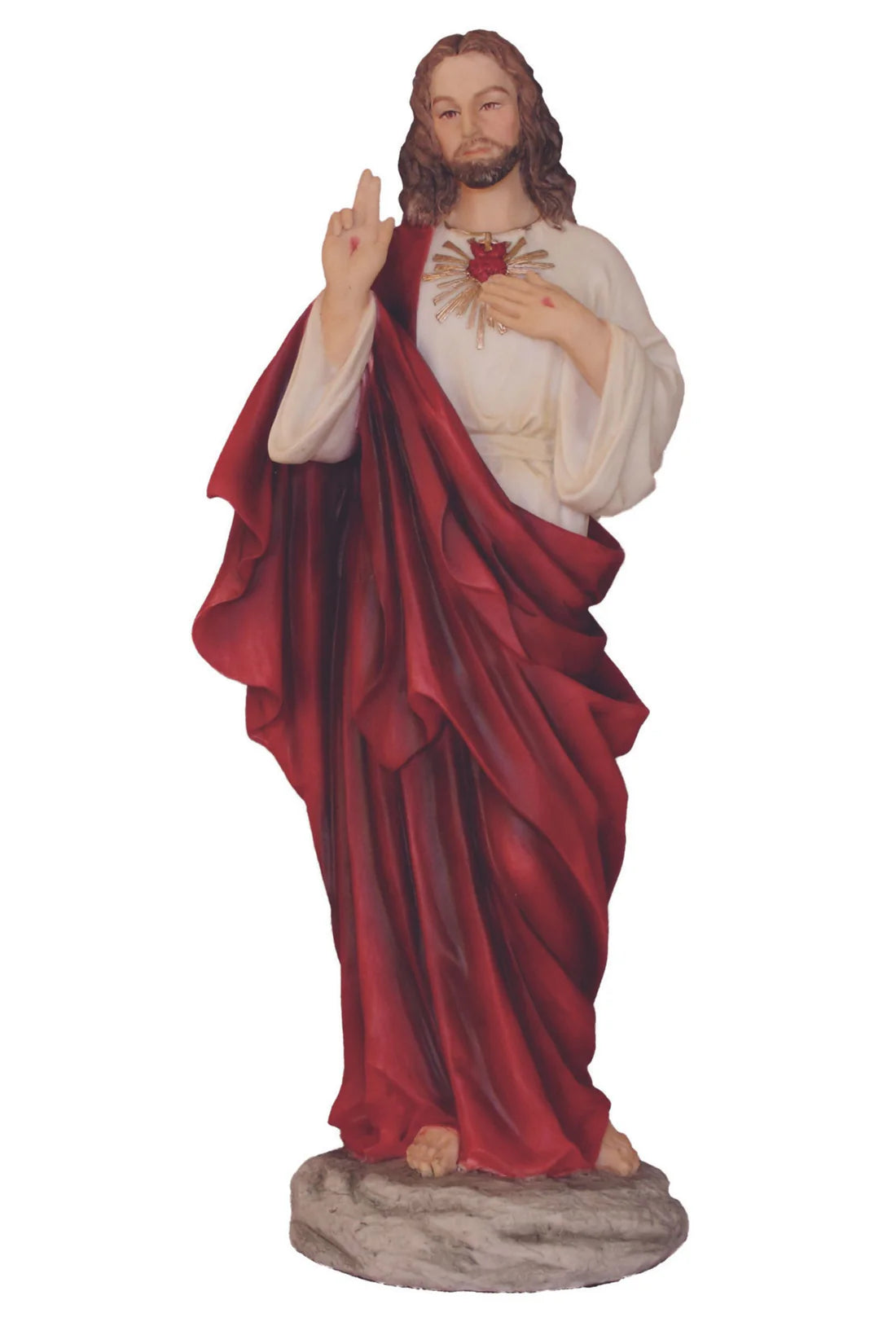 Sacred Heart of Jesus statue in fully hand-painted color 10"