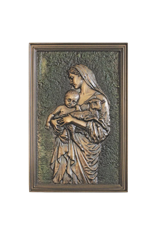 L'Innocence plaque in lightly hand-painted cold cast bronze