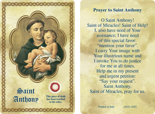 Saint Anthony Relic Prayer Card