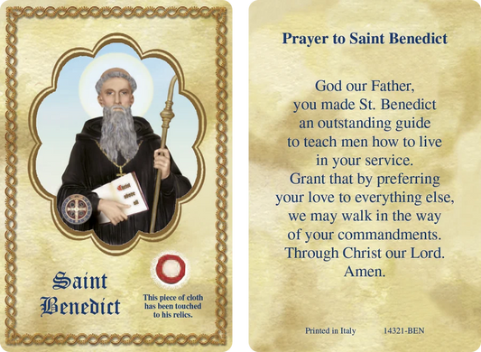 Saint Benedict Third Class Relic Card