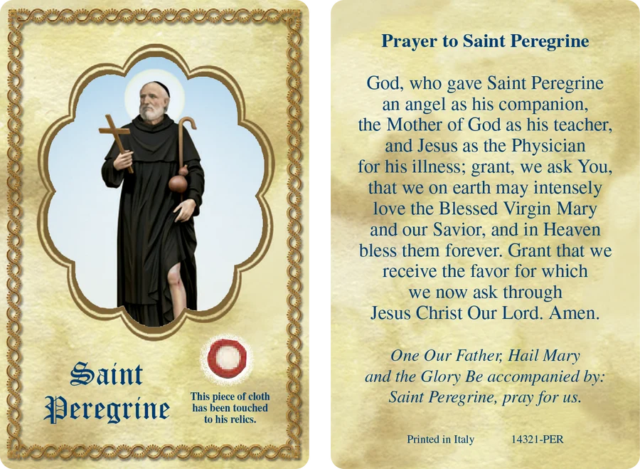 Saint Peregrine Third Class Relic Card