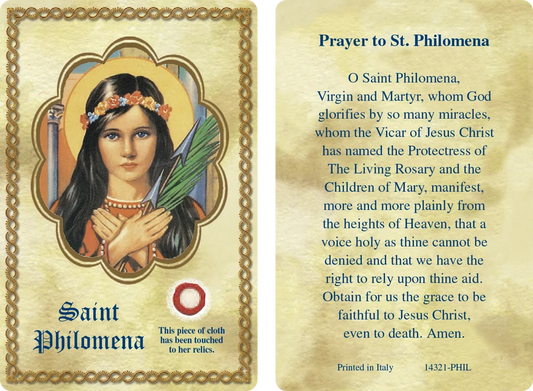 Saint Philomena Third Class Relic Card