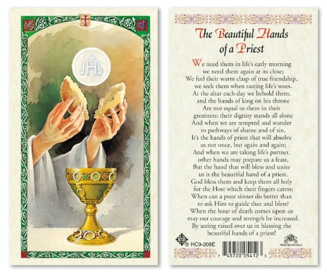 Hands of a Priest Laminated Holy Card