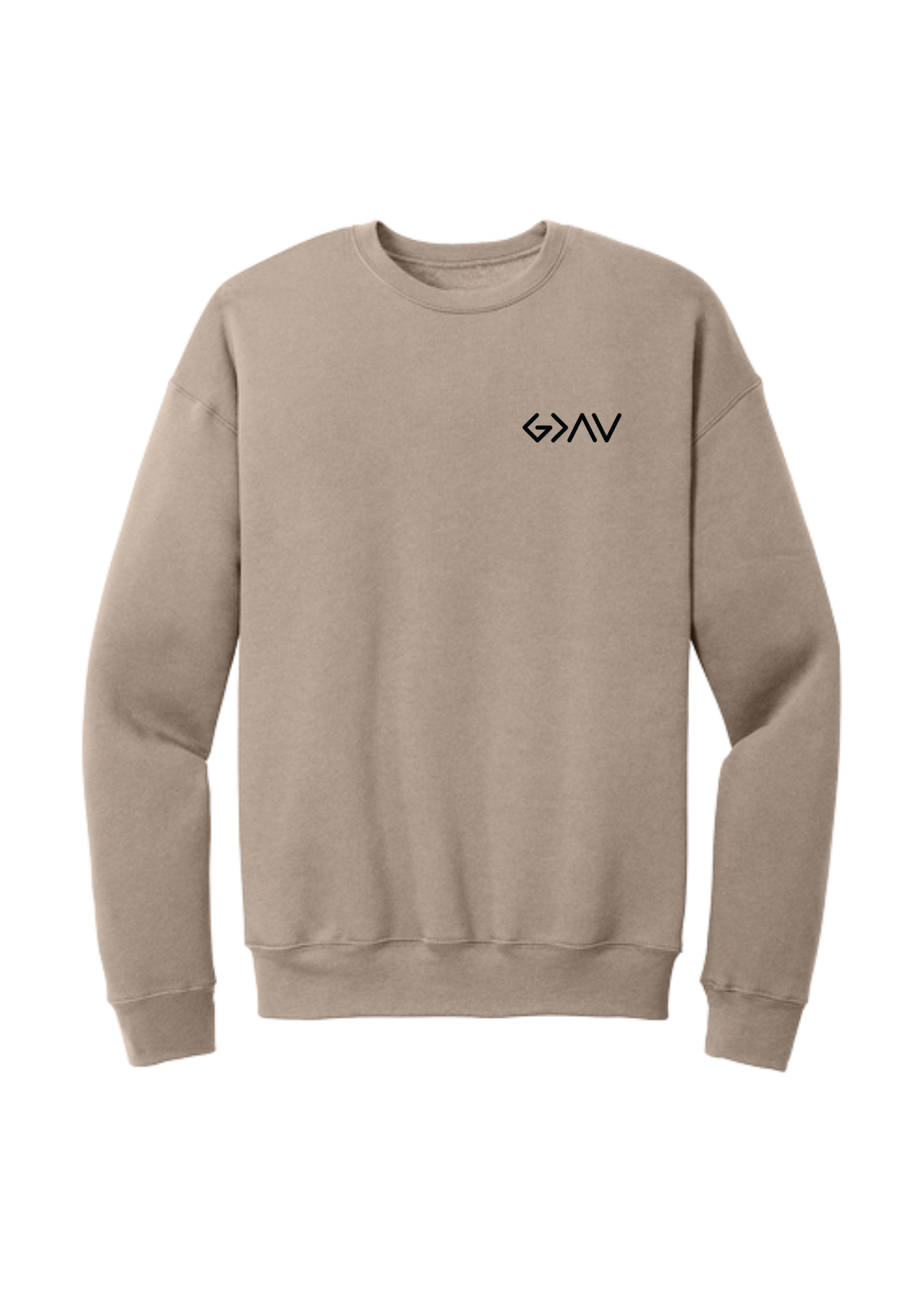 God Is Greater Tan Fleece Sponge Crew