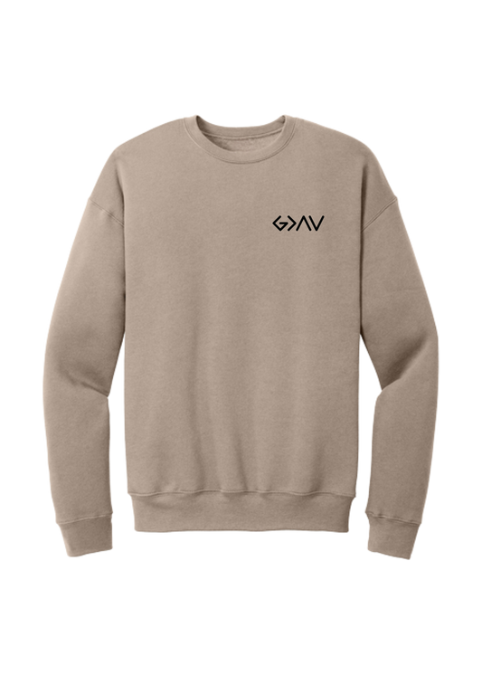 God Is Greater Tan Fleece Sponge Crew