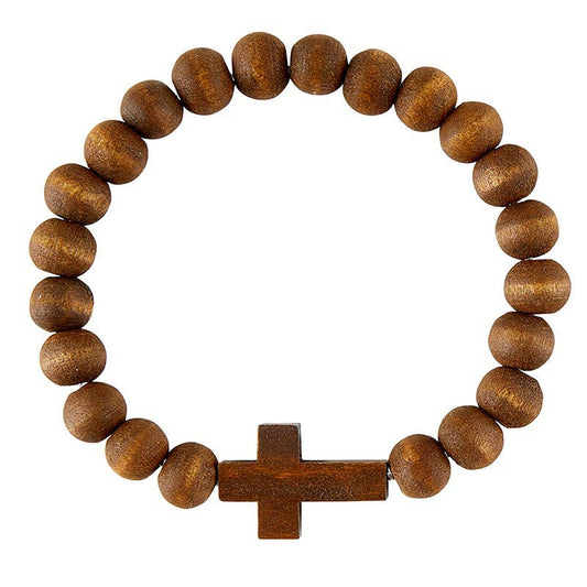 Wood Bead Cross Bracelet