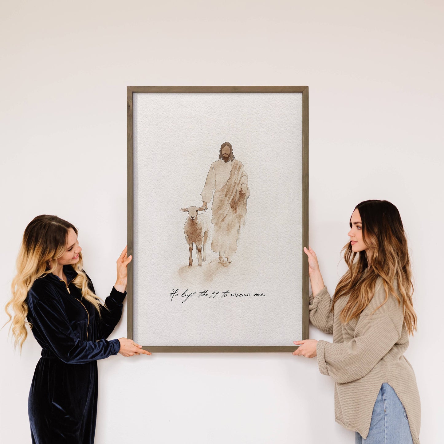 Jesus Sheep Rescue Me - Jesus Canvas Art - Wood Framed Art