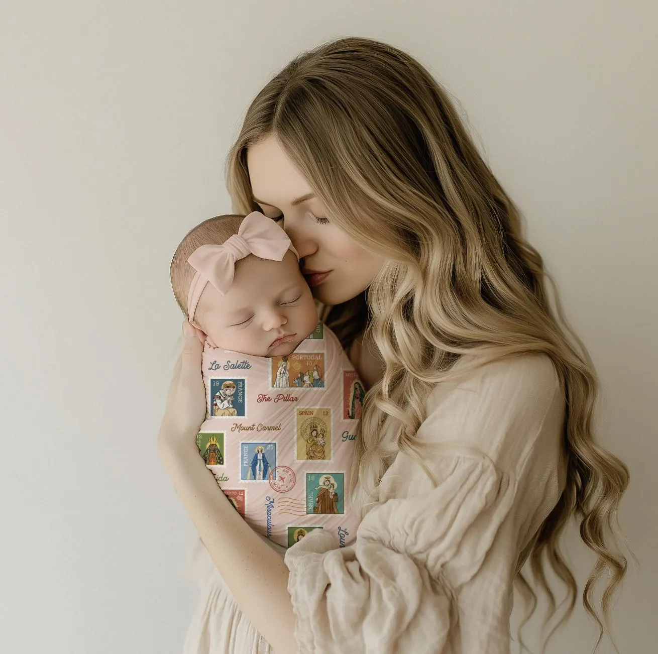 Ave Maria Post Muslin Deluxe Pink Swaddle