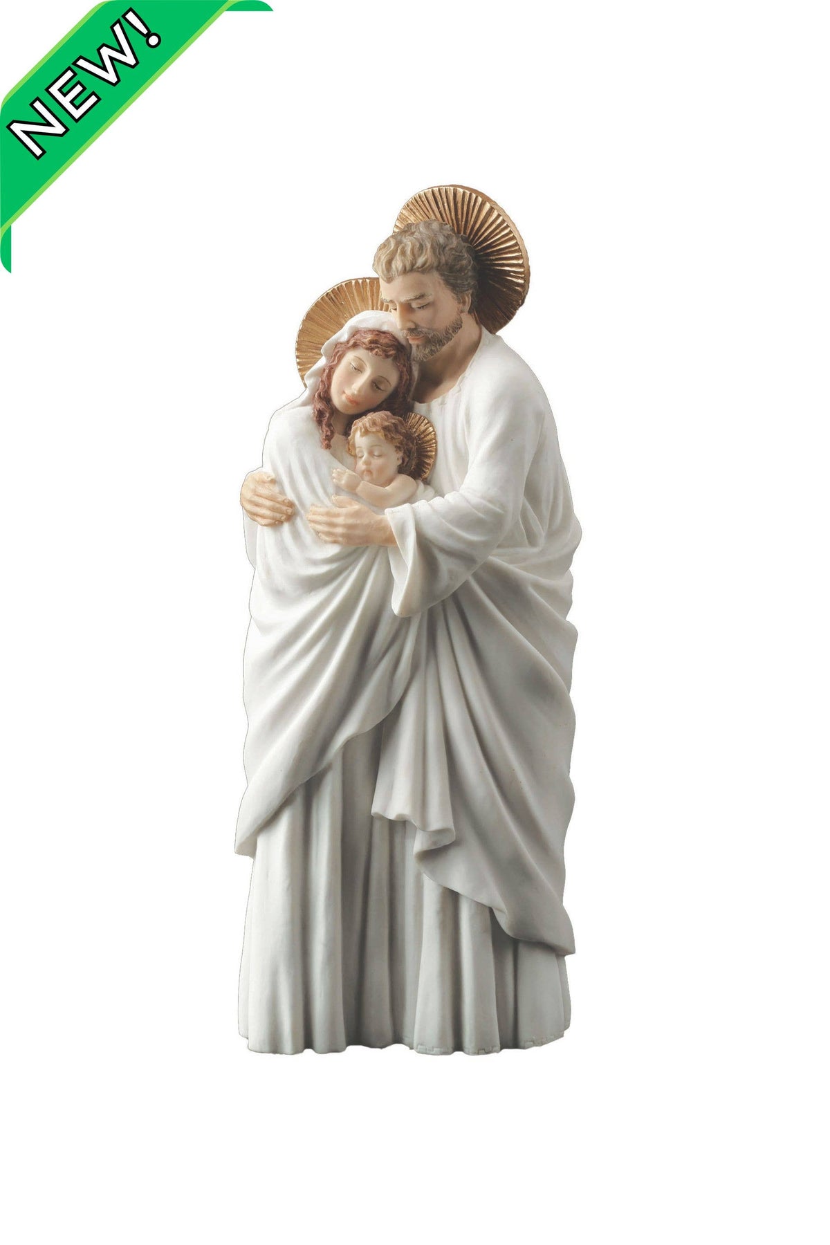 Holy Family in White/Hand Painted Features 10"