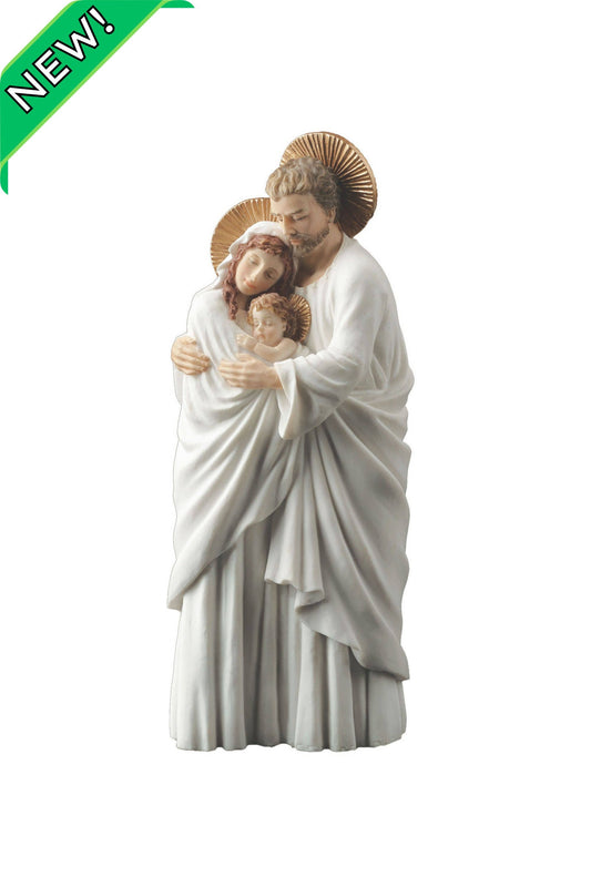 Holy Family in White/Hand Painted Features 10"