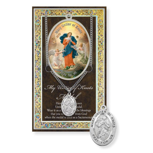 Mary Untier of Knots Pewter Medal Necklace